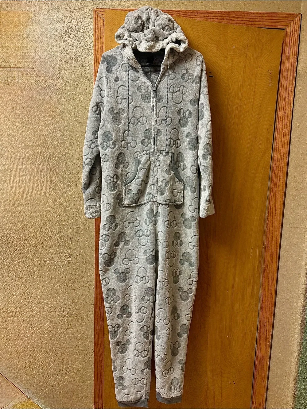 Disney Gray and White Mickey Mouse Fleece Onesie Pajama Set - Picture 7 of 13